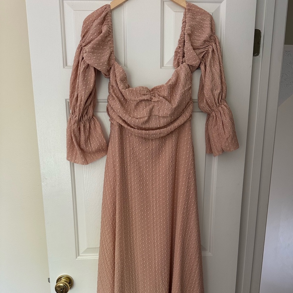 Corrine Tiered Sleeve Maxi Dress with Pockets in Dusty Blush - Bump Friendly